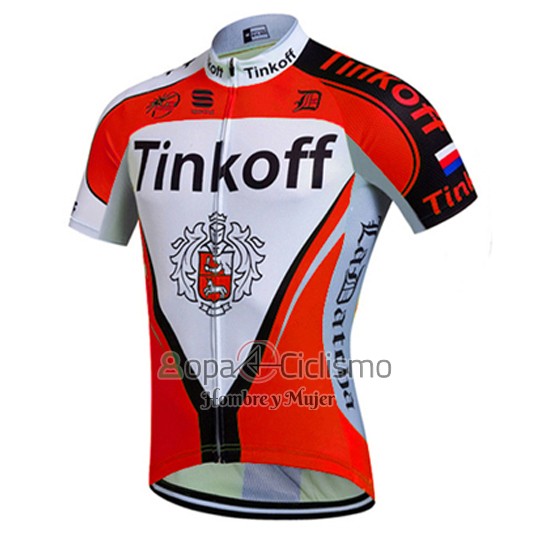 Tinkoff Ropa Ciclismo Culotte Corto 2016 Mangas Cortas Rojo y Blanco